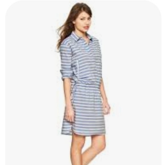 GAP Dresses & Skirts - Gap striped drawstring cotton shirt dress sz XS *L3